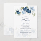 Dusty Blue Floral Botanical Vrijgezellenfeest Kaart (Voorkant / Achterkant)