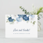 Dusty Blue Floral Botanical Waterverf Wedding Bedankkaart (Staand voorkant)