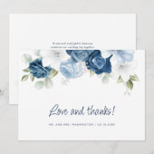 Dusty Blue Floral Botanical Waterverf Wedding Bedankkaart (Voorkant / Achterkant)