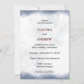 Dusty Blue Floral Botanical Waterverf Wedding Kaart (Voorkant)