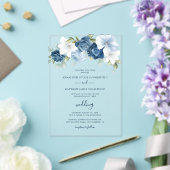 Dusty Blue Floral Botanical Wedding Acryl Uitnodigingen (Insitu (Huwelijk))