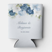 Dusty Blue Floral Botanical Wedding Blikjeskoeler (Voorkant)