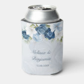 Dusty Blue Floral Botanical Wedding Blikjeskoeler (Blikje Achterkant)