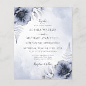 Dusty Blue Floral Botanical Wedding Invitation (Voorkant)