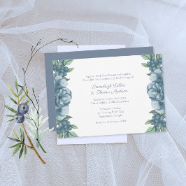 Dusty Blue Floral Botanical Wedding Kaart