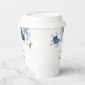 Dusty Blue Floral Botanical Wedding Papieren Bekers (Links)