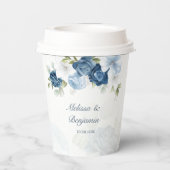 Dusty Blue Floral Botanical Wedding Papieren Bekers (Achterkant)