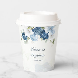 Dusty Blue Floral Botanical Wedding Papieren Bekers