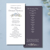 Dusty Blue Floral Botanical Wedding Programmakaart