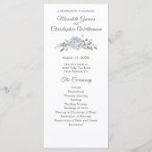 Dusty Blue Floral Botanical Wedding Programmakaart (Voorkant)