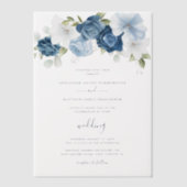 Dusty Blue Floral Botanical Wedding Vellum Uitnodigingen (Voorkant)