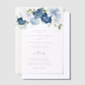 Dusty Blue Floral Botanical Wedding Vellum Uitnodigingen (Offset)