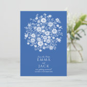 Dusty Blue Floral Bouquet Save the Date Card (Staand voorkant)