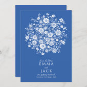 Dusty Blue Floral Bouquet Save the Date Card (Voorkant / Achterkant)