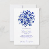 Dusty Blue Floral Bouquet Wedding Thank You card Bedankkaart (Voorkant)
