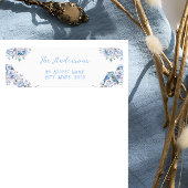 Dusty Blue Floral Bow Baby shower retouradres Etiket