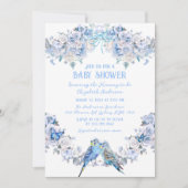 Dusty Blue Floral Bow grillig Baby shower Kaart (Voorkant)