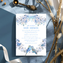 Dusty Blue Floral Bow grillig Baby shower