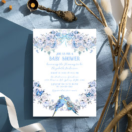 Dusty Blue Floral Bow grillig Baby shower Kaart
