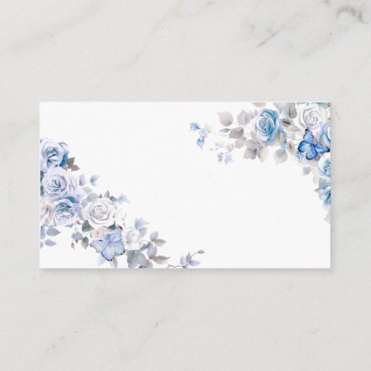 Dusty Blue Floral Boy Baby shower Luier Raffle Informatiekaartje (Achterkant)