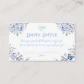 Dusty Blue Floral Boy Baby shower Luier Raffle Informatiekaartje (Voorkant)