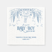 Dusty Blue Floral Boy Baby shower Servet (Voorkant)