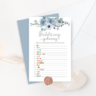 Dusty blue floral bridal emoji pictionary game