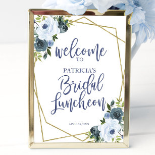 Dusty Blue Floral Bridal Luncheon Welkom Poster