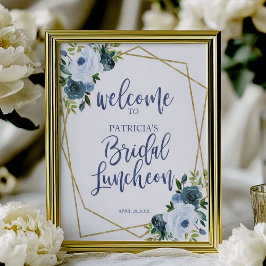 Dusty Blue Floral Bridal Luncheon Welkom Poster