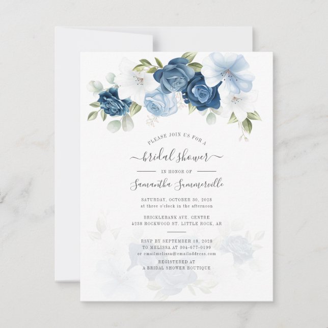 Dusty Blue Floral Bridal Shower (Voorkant)