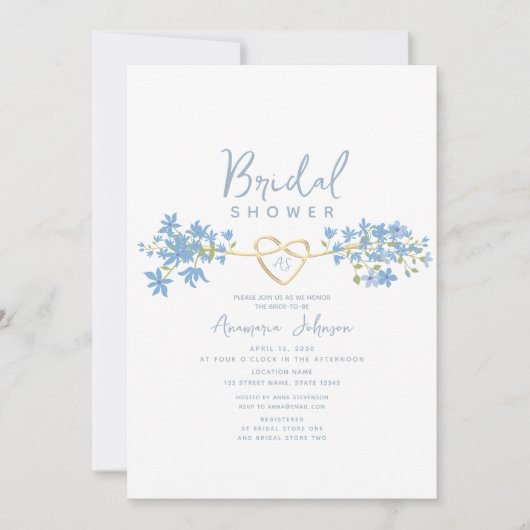 Dusty Blue Floral Bridal Shower Kaart (Voorkant)