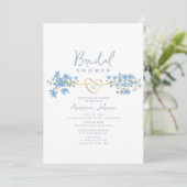 Dusty Blue Floral Bridal Shower Kaart (Staand voorkant)