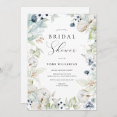 Dusty Blue Floral Bridal Shower Kaart (Voorkant / Achterkant)