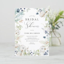 Dusty Blue Floral Bridal Shower Kaart