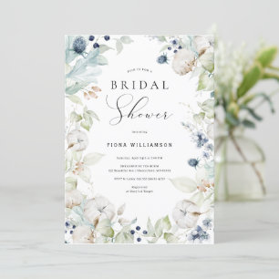 Dusty Blue Floral Bridal Shower Kaart