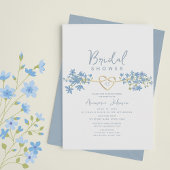 Dusty Blue Floral Bridal Shower Kaart