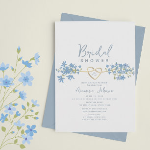 Dusty Blue Floral Bridal Shower Kaart