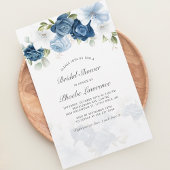 Dusty Blue Floral Bridal Shower Kaart