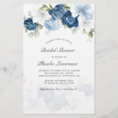 Dusty Blue Floral Bridal Shower Kaart (Voorkant)