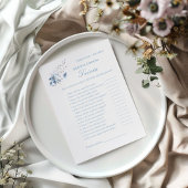 Dusty blue floral bride & Groom Trivia Game Kaart