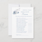 Dusty blue floral bride & Groom Trivia Game Kaart (Voorkant)