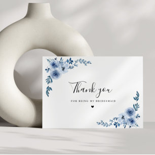 dusty blue floral bridesmaid bedankt je kaart