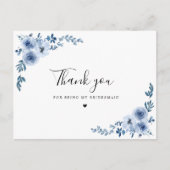 dusty blue floral bridesmaid bedankt je kaart (Voorkant)