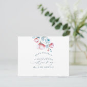 Dusty Blue Floral Bridesmaid Kaart (Staand voorkant)