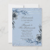Dusty Blue Floral Bridesmaids Luncheon Invites Kaart (Voorkant)