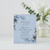 Dusty Blue Floral Bridesmaids Luncheon Invites Kaart (Staand voorkant)