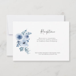 dusty blue floral bruiloft bedankkaart