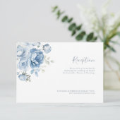 dusty blue floral bruiloft bedankkaart (Staand voorkant)