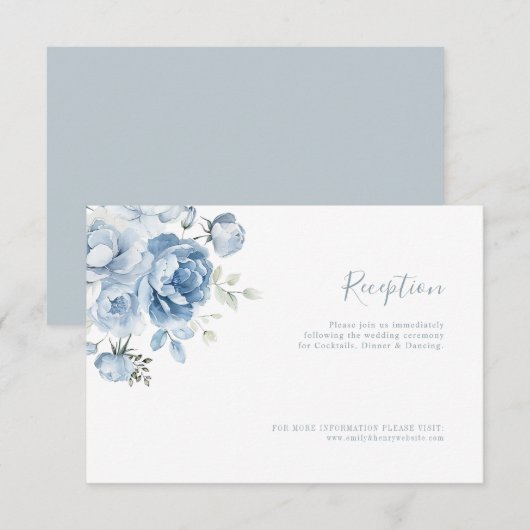 dusty blue floral bruiloft bedankkaart (Voorkant / Achterkant)