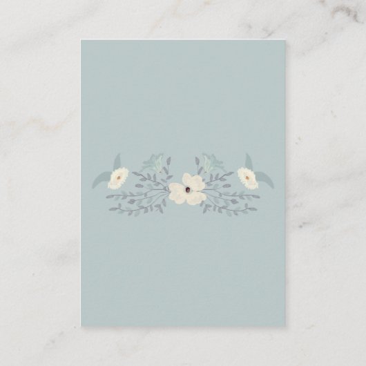 Dusty Blue Floral bruiloft details kaart (Achterkant)